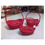 (3) NEW - Red Baskets Oval - 12", 14" and 16"