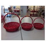 (3) NEW - Red Baskets Round - 10",12" & 13"