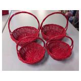 (4) NEW - Red Baskets Round - 10" and 13"