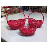 (3) NEW - Red Baskets Oval - 12", 14" and 16"