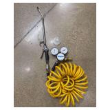 This is a high-flow nitrogen regulator kit, which includes a regulator, gauges, an air hose, and a blow gun.