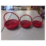 (3) NEW - Red Baskets Round - 10",12" & 13"