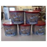 (5) NEW - "Holiday" Independent Can Co. Tins - 10" x 8.5"