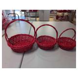 (3) NEW - Red Baskets Round - 10",12" & 13"