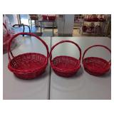 (3) NEW - Red Baskets Round - 10",12" & 13"