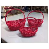 (3) NEW - Red Baskets Oval - 12", 14" and 16"