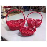 (3) NEW - Red Baskets Oval - 12", 14" and 16"