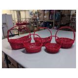 (5) NEW - Red Baskets Round and Oval - 10", 12", 14" and 16"