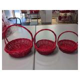 (3) NEW - Red Baskets Round - 10",12" & 13"