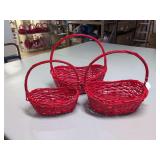 (3) NEW - Red Baskets Oval - 12", 14" and 16"