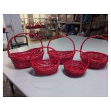 (5) NEW - Red Baskets Round and Oval - 10", 12", 14" and 16"