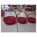 (3) NEW - Red Baskets Round - 10",12" & 13"