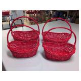 (4) NEW - Red Baskets Oval - 14" and 16"