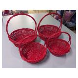 (4) NEW - Red Baskets Round - 10" and 13"