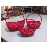 (3) NEW - Red Baskets Oval - 12", 14" and 16"