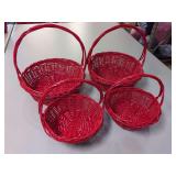 (4) NEW - Red Baskets Round - 10" and 13"