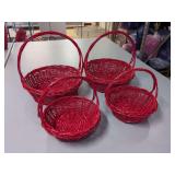 (4) NEW - Red Baskets Round - 10" and 13"