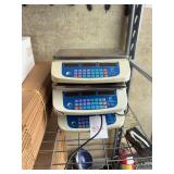 3 Obietron 60 LB Max Double Sided Digital Scales - With Power Supply. Untested