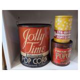(3) Vintage Popcorn Tins - Jolly Time/Sta*Krispy