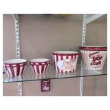 (6) Popcorn Bowls - Red/White