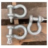 (3) 4¾ Ton Galvanized Screw Pin Anchor Shackles