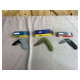 3 New in Box NRA Folding Knives