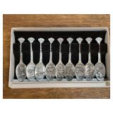 Set of 9 John Deere W.H. Hinton Pewter Spoons NIB