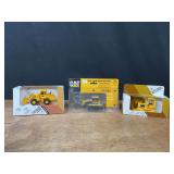 (3) 1/64 John Deere + Caterpillar NIB Ertl