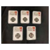 World War Ii Privy Mark 2020 W "V75 25C Early Issues Full Set of 5 Coins Graded at MS66