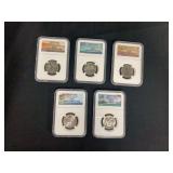 World War II Privy Mark 2020 W "V75" 25C Early issues Full Set of 5 Coins Graded At MS66