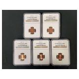Lincoln Cents 1999/2000/2001/2002/2003 NGC Graded PF69 Ultra Cameo