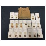Lincoln Head Cents With Vintage Bank Bag