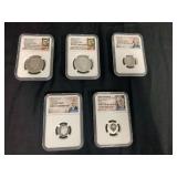 Set of Five Proof 70 Ultra Cameo First Releases Silver 20