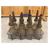 (8) Glass Oil Jars and Rack