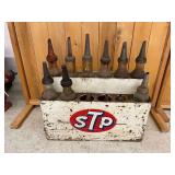 STP Oil Jar Rack with Oil Jars