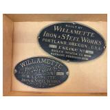 (2) Willamette Iron and Steel Works Plates