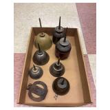 (7) Oil Cans and (2) Holders