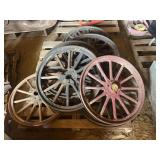 Pallet Of Wood Spoked Wheels