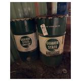 Two Quaker State Quadrolube Barrels