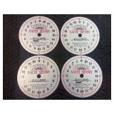 (4) Bowser 20 Clock Style Gas Pump Gauge Faces