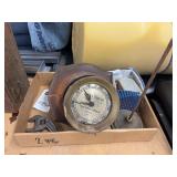 Crescent Wrench, Baker Hamilton Steam Gauge, Stand, and Assorted Fittings