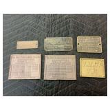 (6) Manufacturer Name Plates