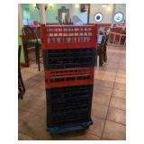 Rolling Dish Rack with (6) Caddies and Plastic Restaurant Cups