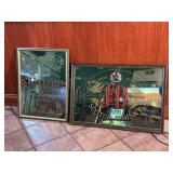 Hennessy and Justerini & Brooks Scotch Whiskey Mirrored Signs