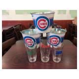 (3) Chicago Cubs Ice Buckets with Pint Glasses and Tall Coors