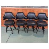 (4) Black Cushioned Stools with Backs - 38" Tall