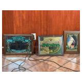 3- Mirrored Signs. Old Style, Schlitz, Heineken