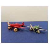 (2) Cast Iron Airplanes Hubley