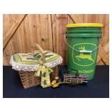 (3) John Deere Basket, Bucket, Caterpillar Log Truck