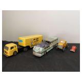 (4) Trucks, Bus, Car